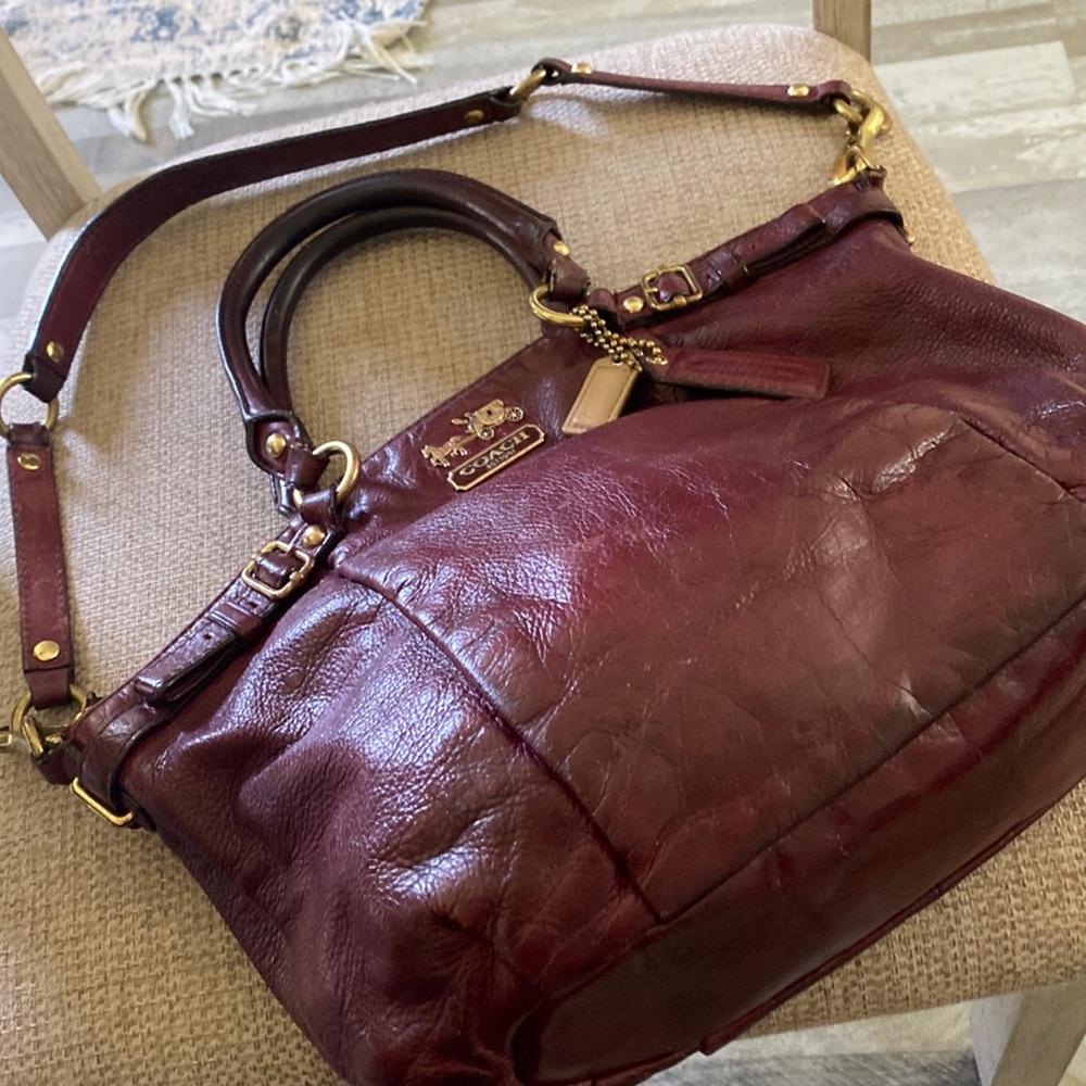Coach Burgundy Leather Shoulder Bag